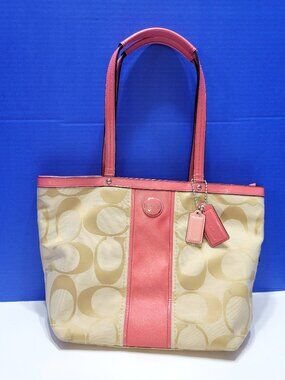 Coach Signature Pink Stripe Handbag